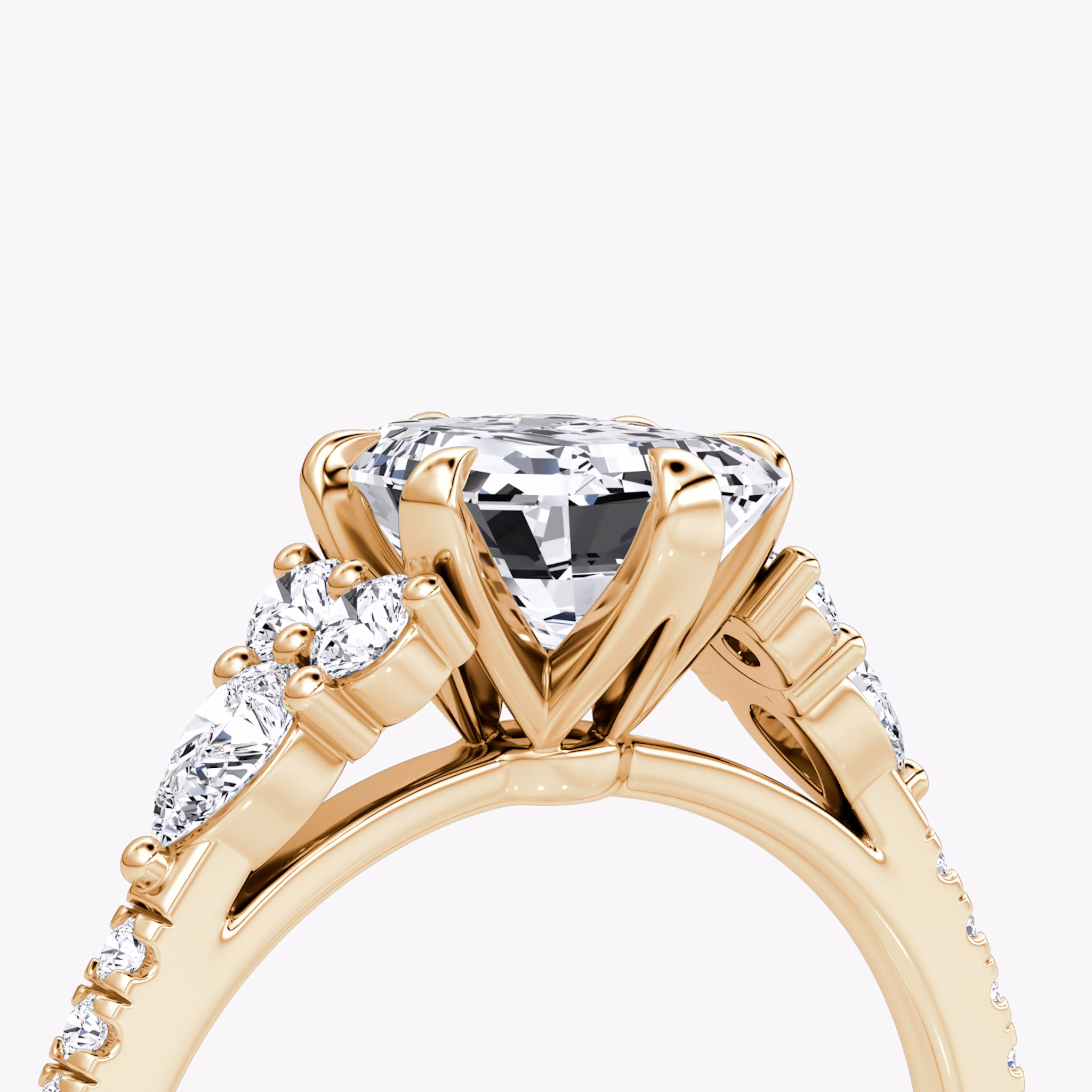 The Pear Cluster Heirloom | Emerald | 14k | Rose Gold | bandAccent: Pavé | diamondOrientation: vertical | caratWeight: other