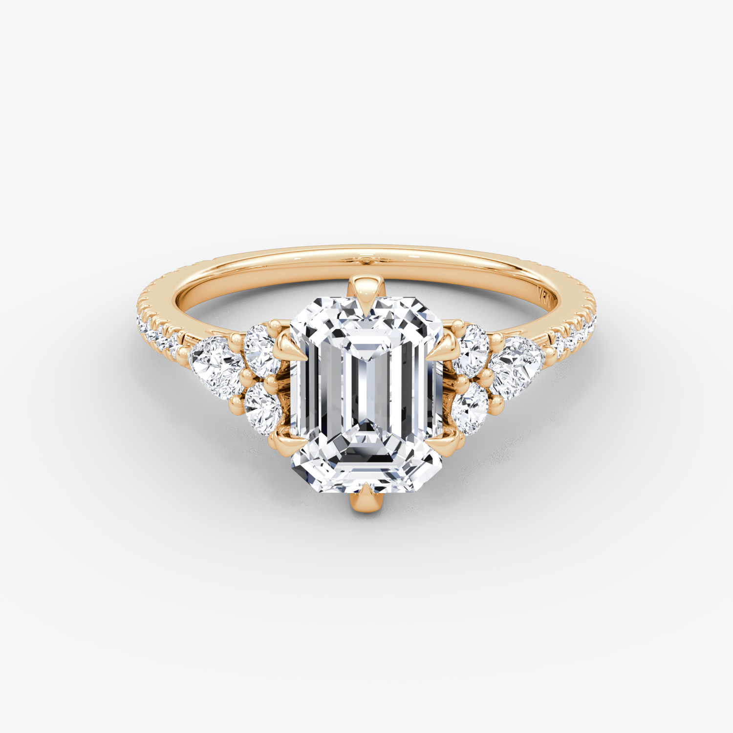 The Pear Cluster Heirloom | Emerald | 14k | Rose Gold | bandAccent: Pavé | diamondOrientation: vertical | caratWeight: other