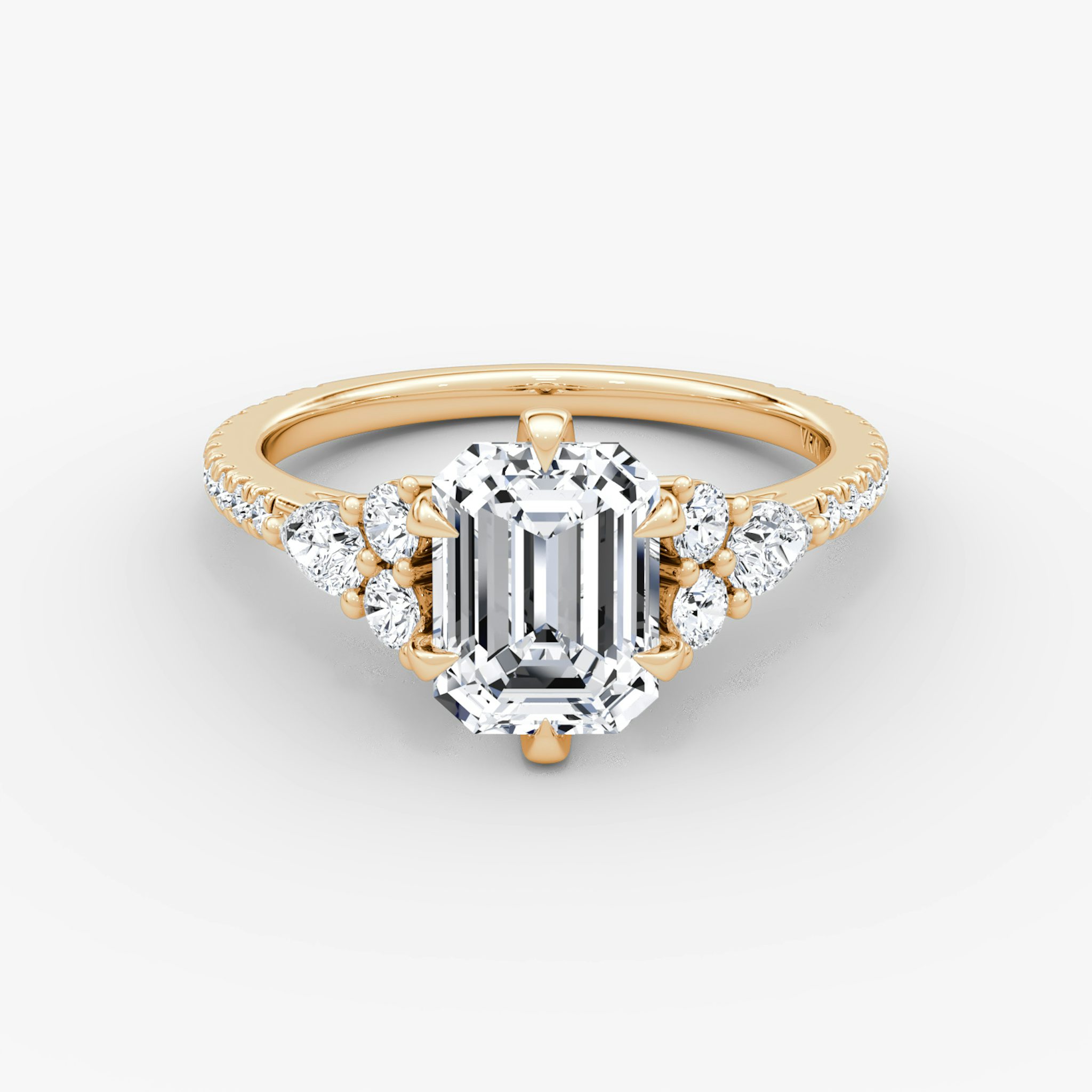 The Pear Cluster Heirloom | Emerald | 14k | Rose Gold | bandAccent: Pavé | diamondOrientation: vertical | caratWeight: other