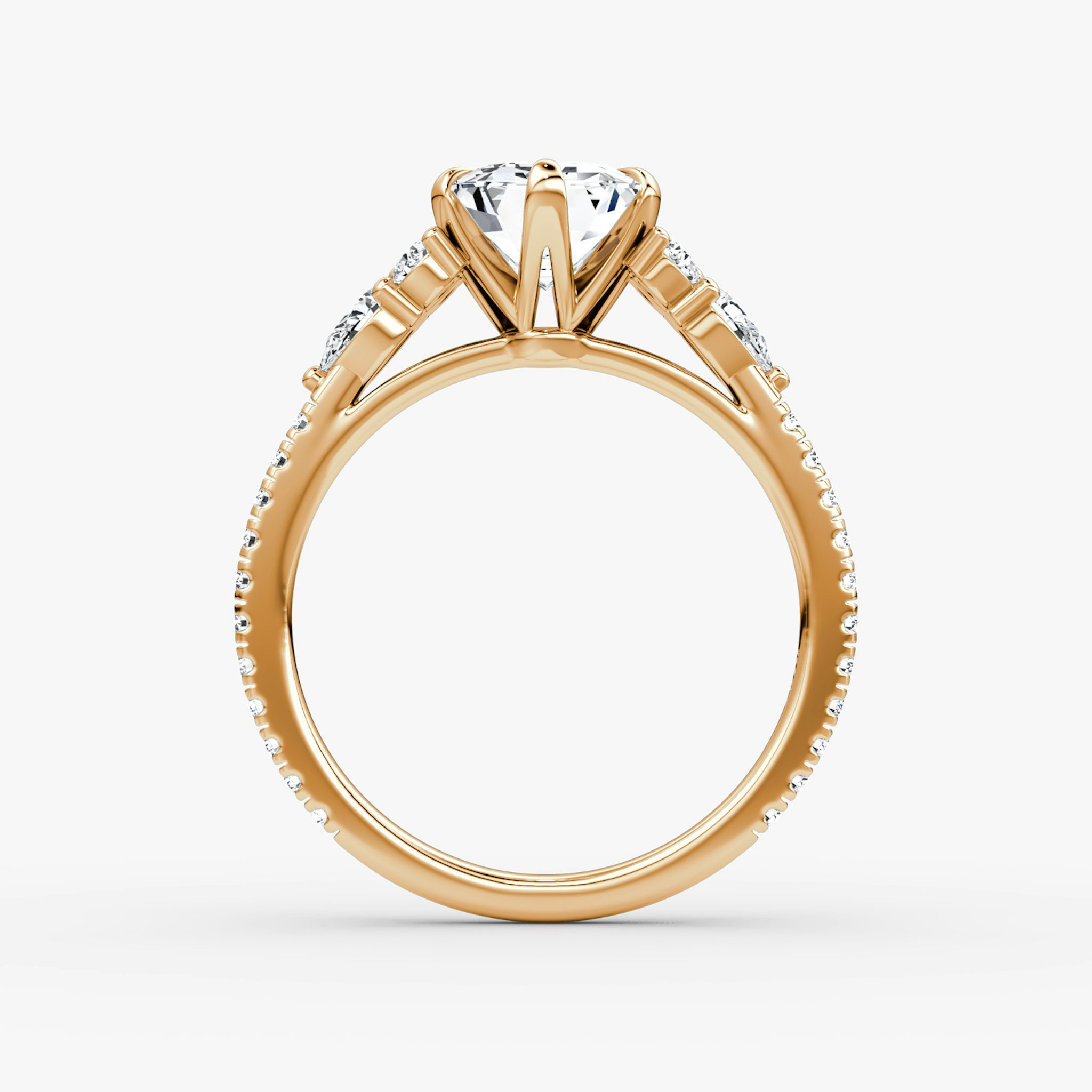 The Pear Cluster Heirloom | Emerald | 14k | Rose Gold | bandAccent: Pavé | diamondOrientation: vertical | caratWeight: other