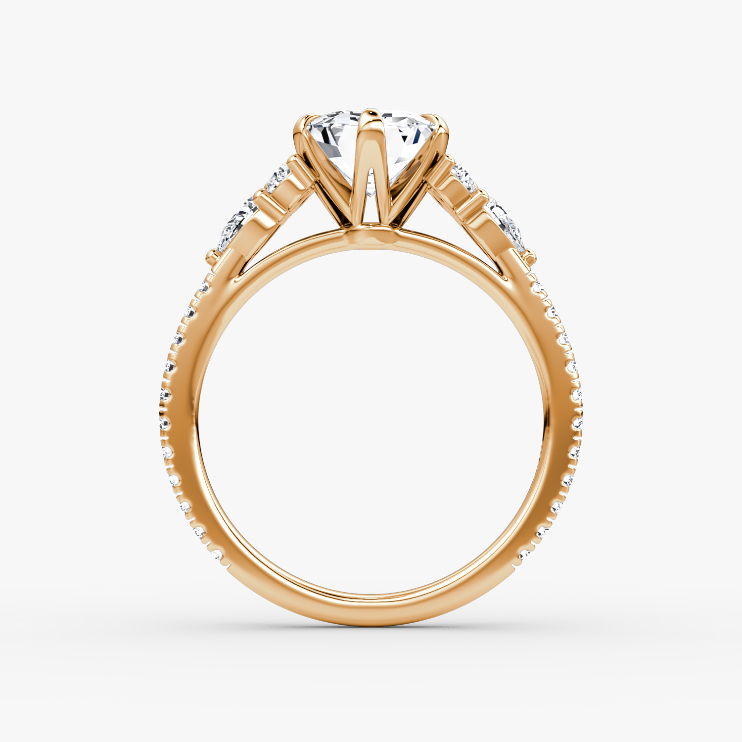 The Pear Cluster Heirloom | Emerald | 14k | Rose Gold | bandAccent: Plain | diamondOrientation: vertical | caratWeight: other