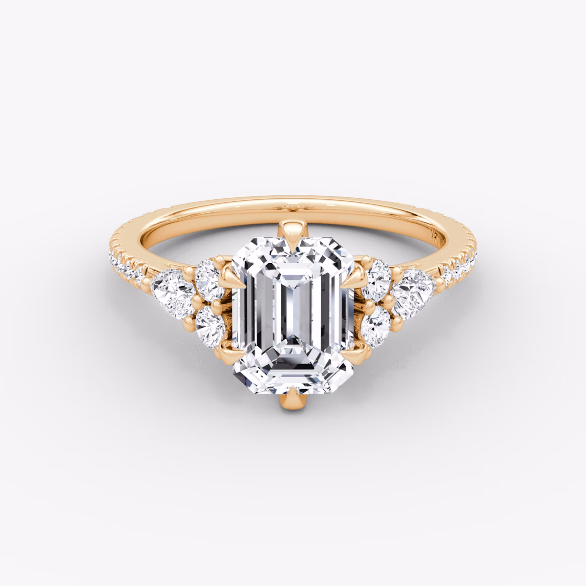 Anillo de compromiso Pear Cluster Heirloom | Esmeralda | 14k | Oro rosa | bandAccent: Simple | diamondOrientation: vertical | caratWeight: other