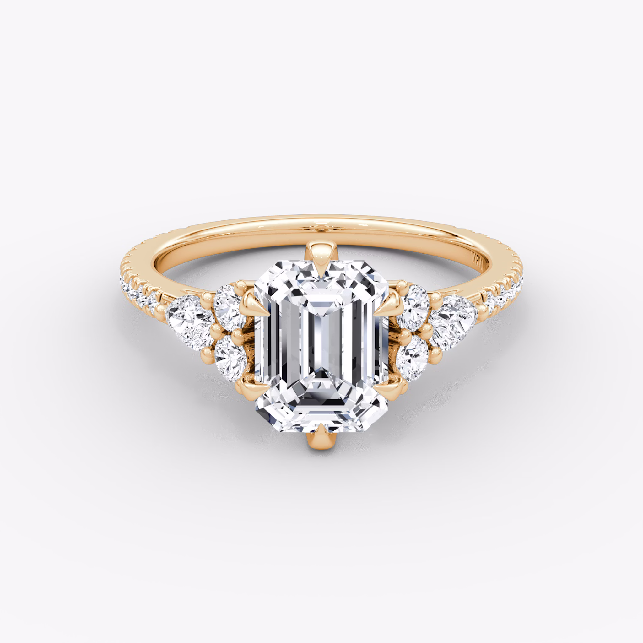 The Pear Cluster Heirloom | Emerald | 14k | Rose Gold | bandAccent: Plain | diamondOrientation: vertical | caratWeight: other