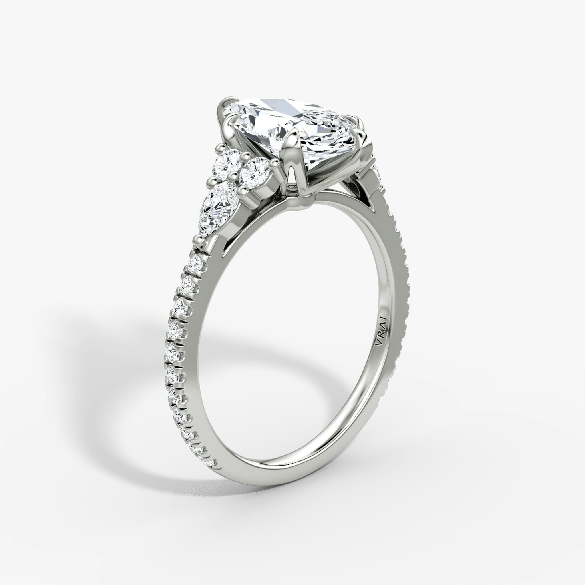 The Pear Cluster Heirloom | Marquise | Platinum | bandAccent: Pavé | diamondOrientation: vertical | caratWeight: other