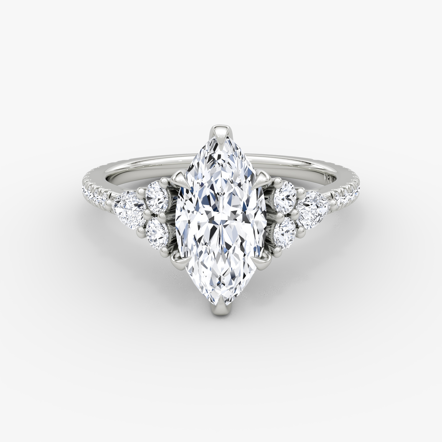 The Pear Cluster Heirloom | Marquise | Platinum | bandAccent: Pavé | diamondOrientation: vertical | caratWeight: other