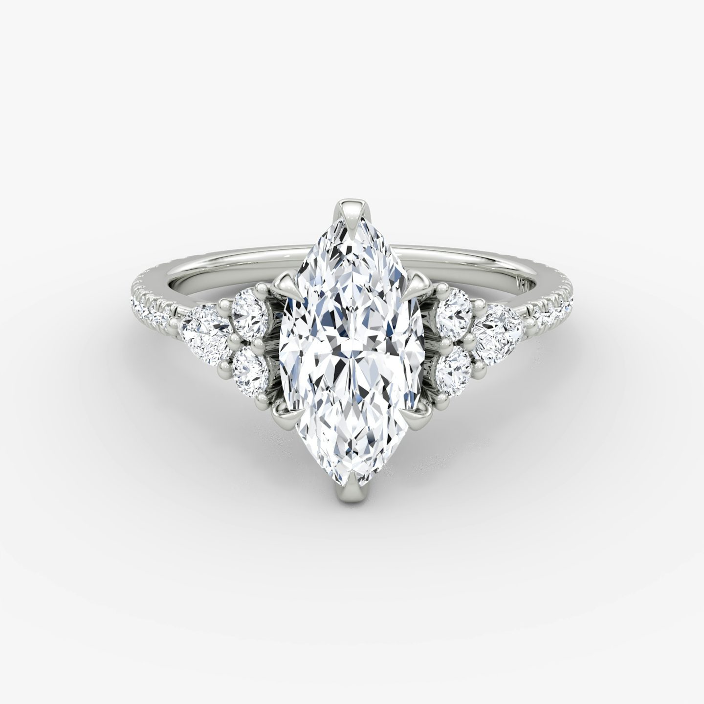 The Pear Cluster Heirloom | Marquise | Platinum | bandAccent: Pavé | diamondOrientation: vertical | caratWeight: other