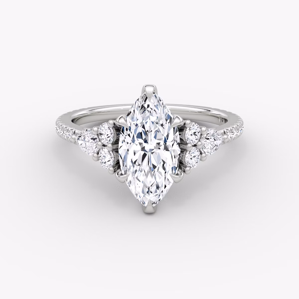 The Pear Cluster Heirloom | Marquise | 18k | White Gold | bandAccent: Pavé | diamondOrientation: vertical | caratWeight: other