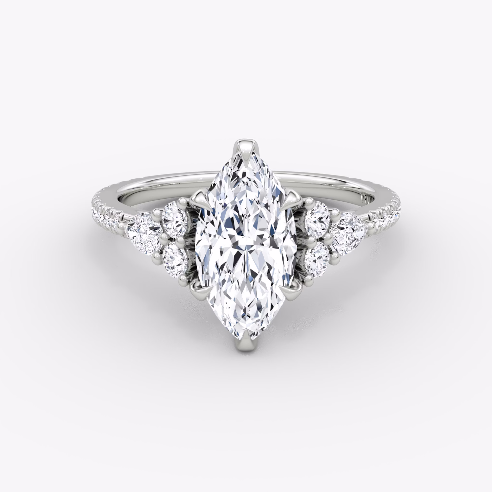 The Pear Cluster Heirloom | Marquise | 18k | White Gold | bandAccent: Pavé | diamondOrientation: vertical | caratWeight: other
