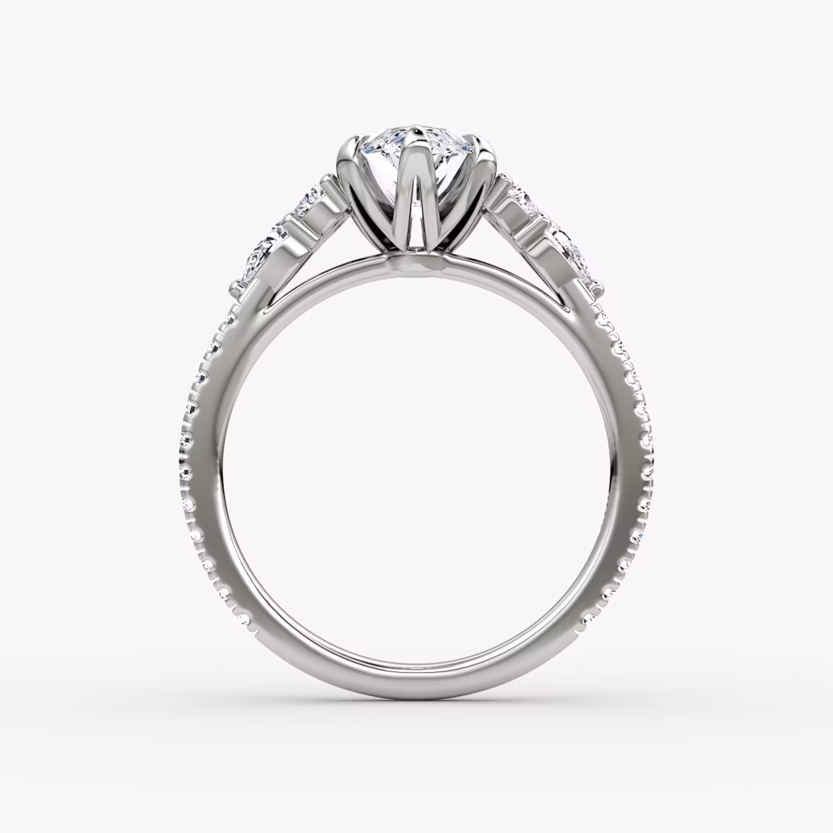 The Pear Cluster Heirloom | Marquise | 18k | White Gold | bandAccent: Pavé | diamondOrientation: vertical | caratWeight: other