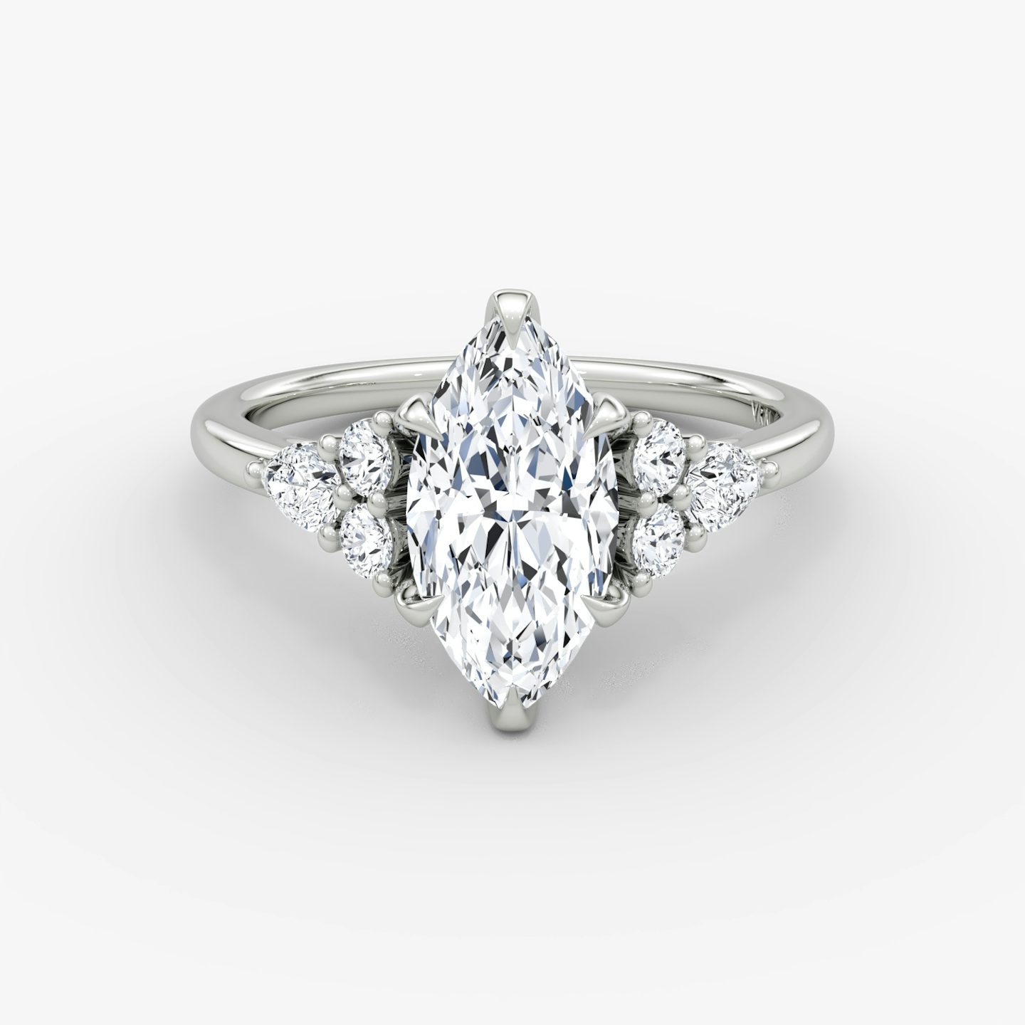 The Pear Cluster Heirloom | Marquise | Platinum | bandAccent: Plain | diamondOrientation: vertical | caratWeight: other