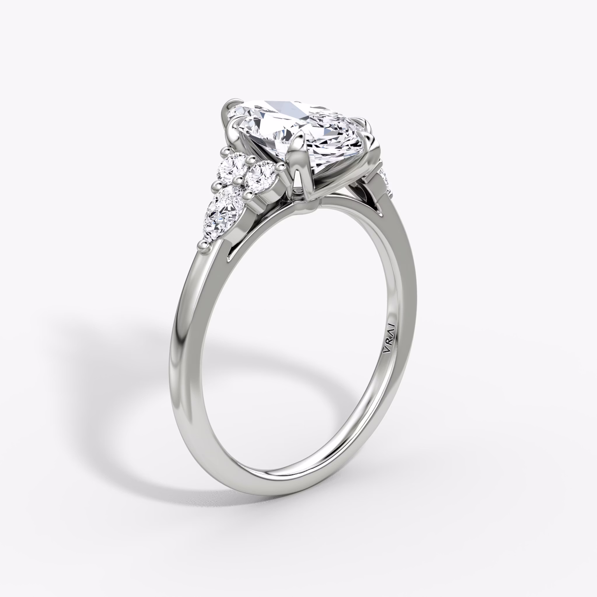 The Pear Cluster Heirloom | Marquise | Platinum | bandAccent: Plain | diamondOrientation: vertical | caratWeight: other