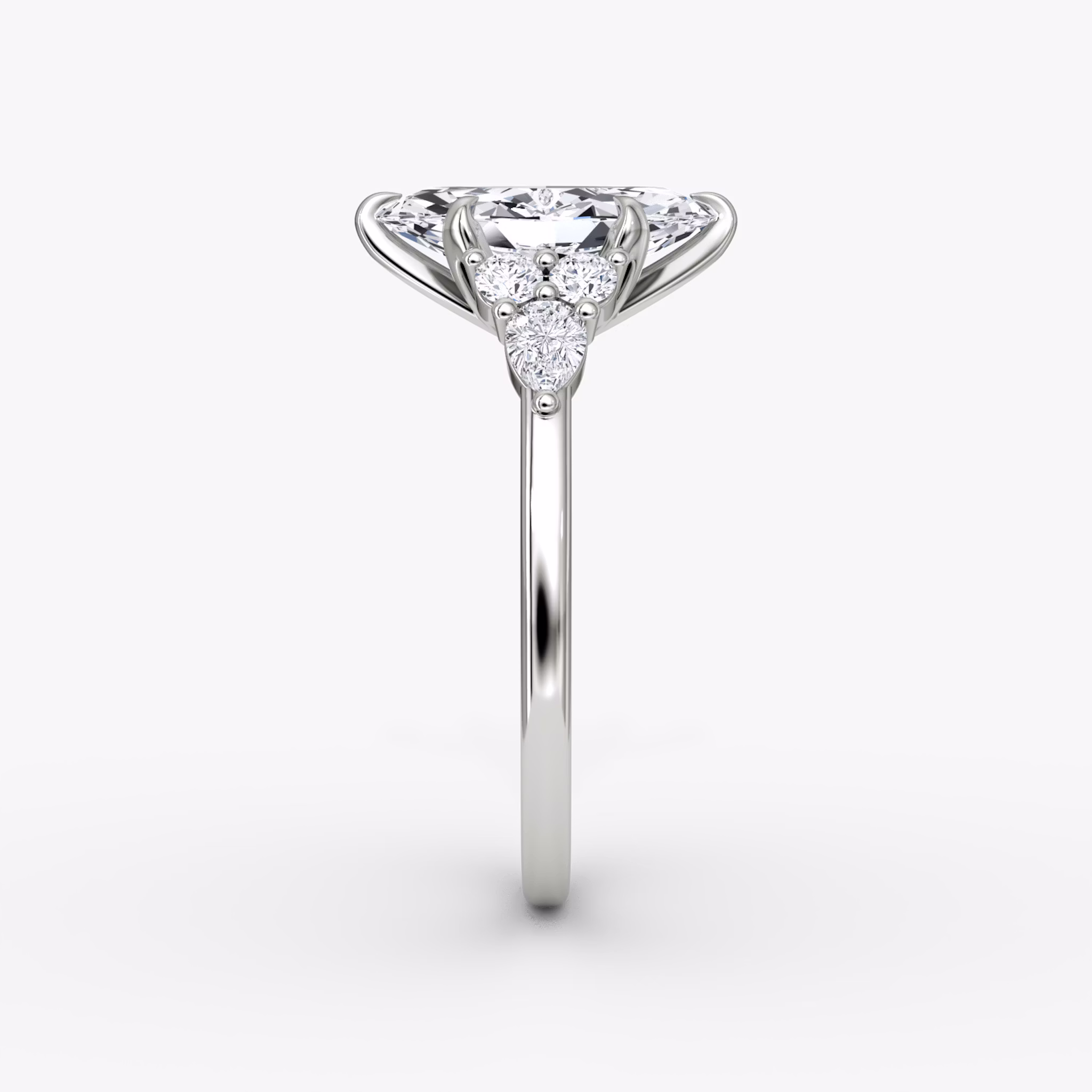The Pear Cluster Heirloom | Marquise | 18k | White Gold | bandAccent: Plain | diamondOrientation: vertical | caratWeight: other