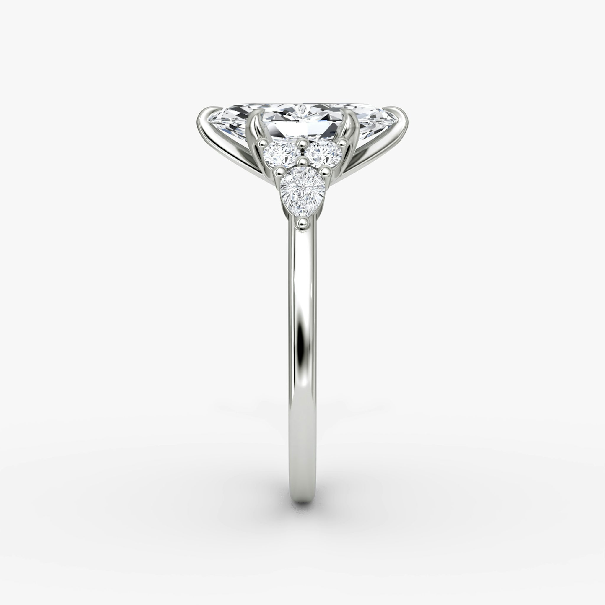 The Pear Cluster Heirloom | Marquise | 18k | White Gold | bandAccent: Plain | diamondOrientation: vertical | caratWeight: other