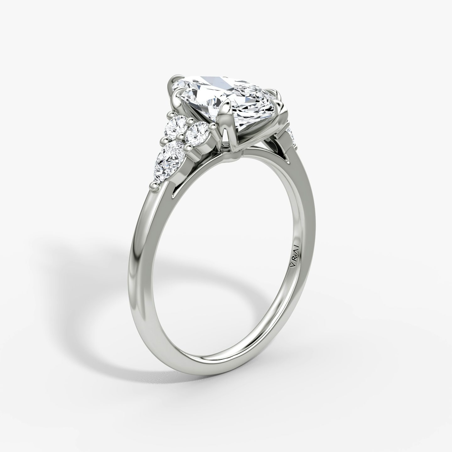 The Pear Cluster Heirloom | Marquise | 18k | White Gold | bandAccent: Plain | diamondOrientation: vertical | caratWeight: other