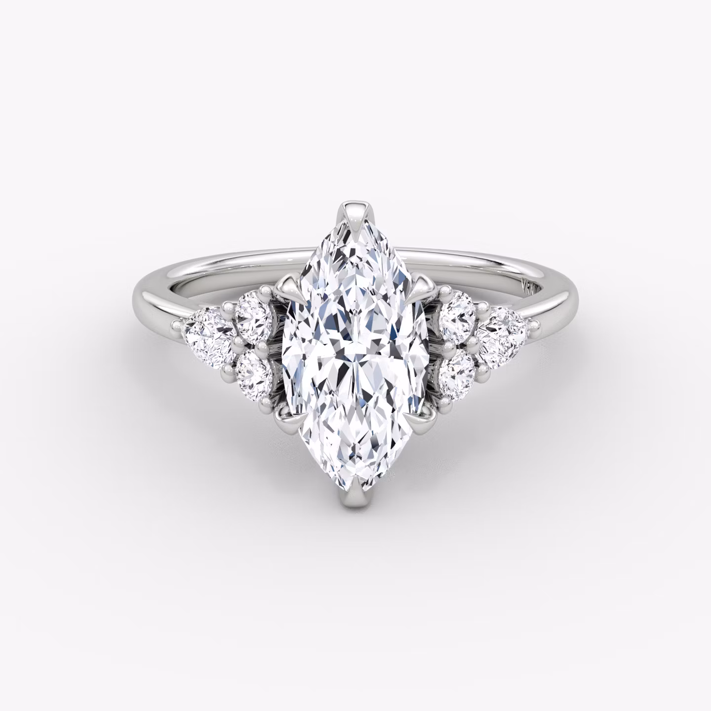 The Pear Cluster Heirloom | Marquise | 18k | White Gold | bandAccent: Plain | diamondOrientation: vertical | caratWeight: other