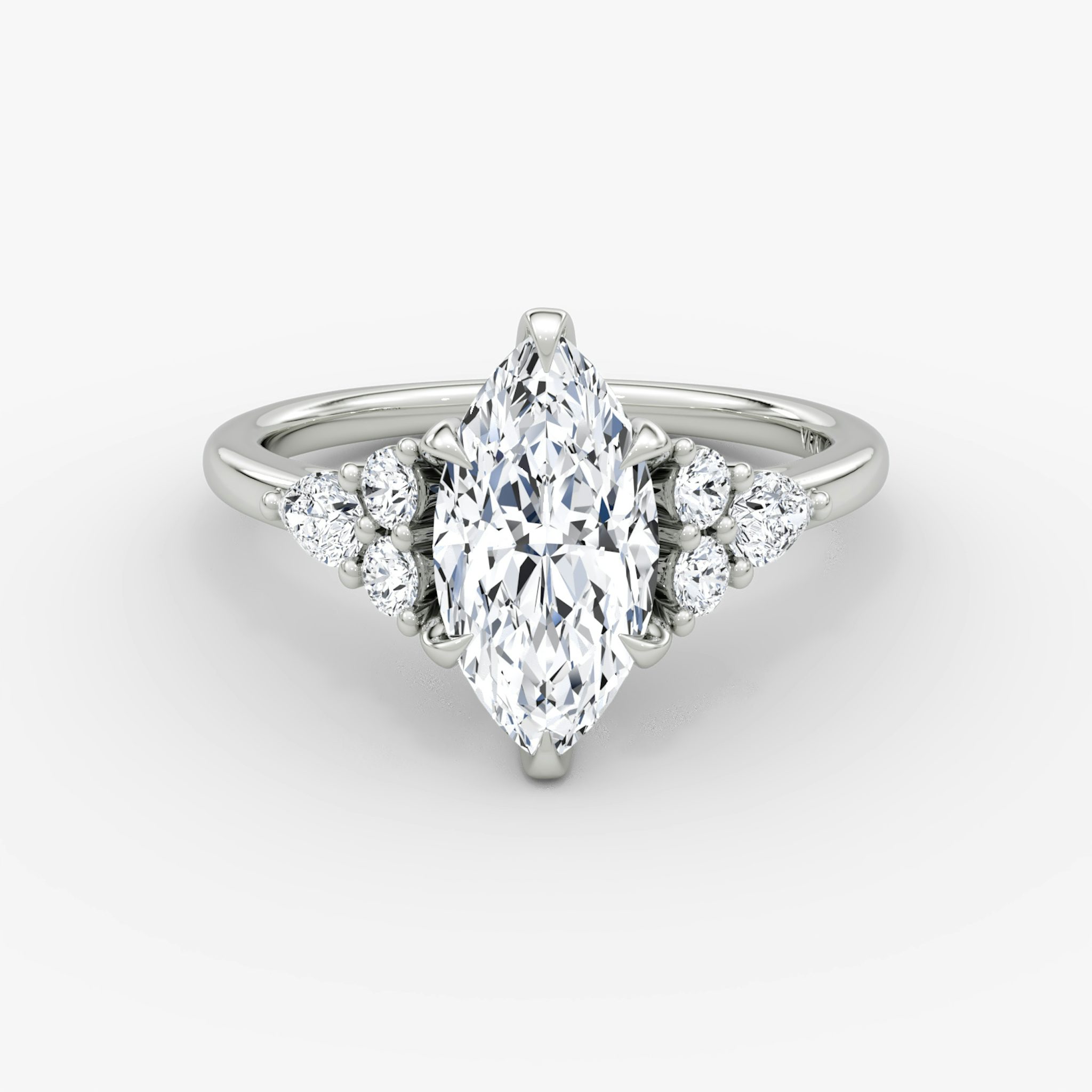 The Pear Cluster Heirloom | Marquise | 18k | White Gold | bandAccent: Plain | diamondOrientation: vertical | caratWeight: other