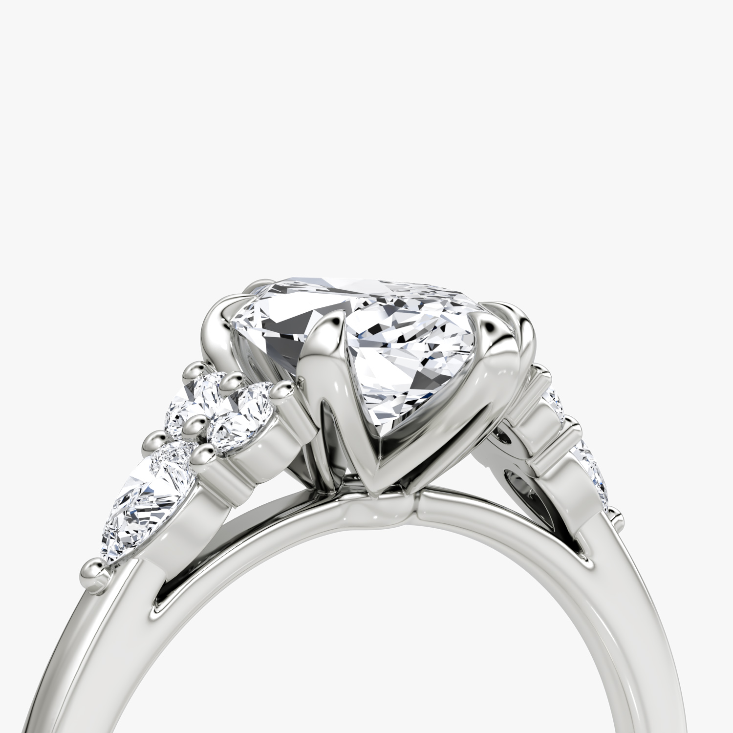 The Pear Cluster Heirloom | Marquise | 18k | White Gold | bandAccent: Plain | diamondOrientation: vertical | caratWeight: other