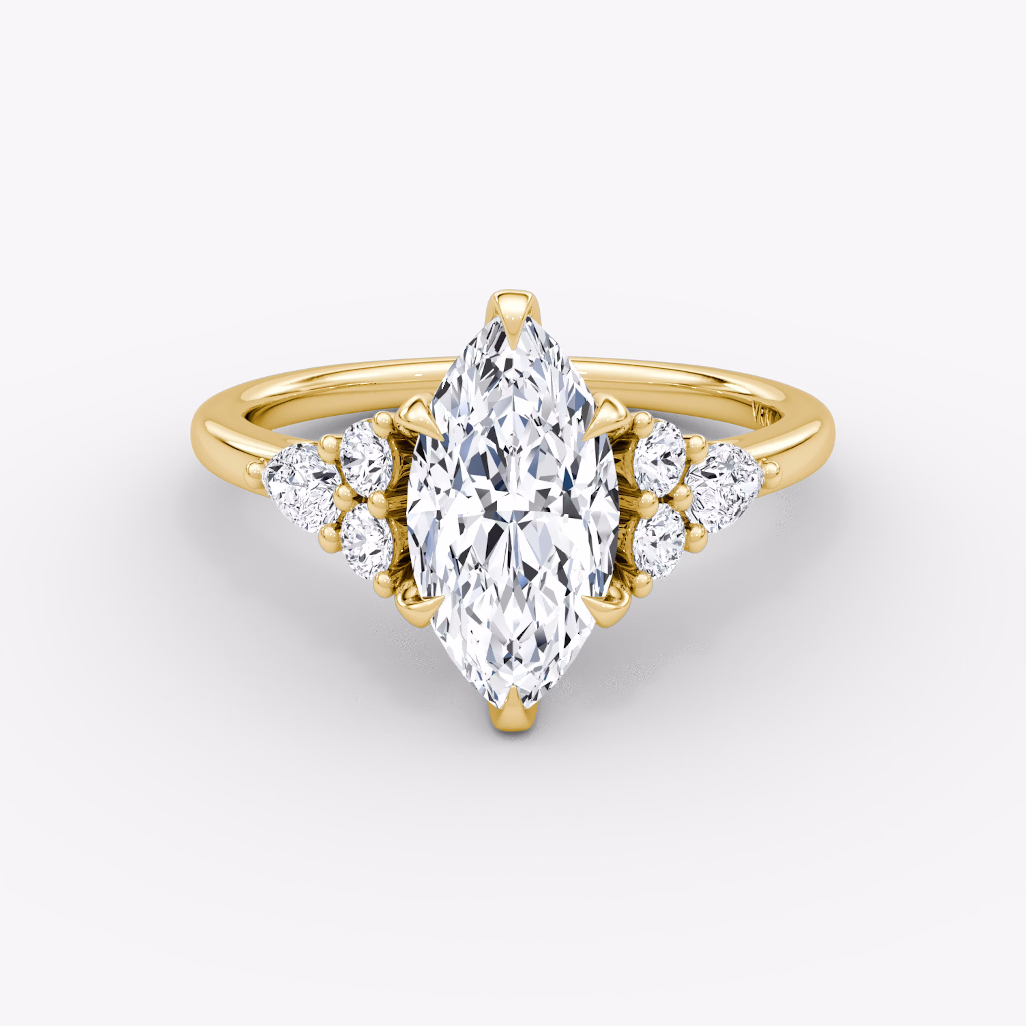 The Pear Cluster Heirloom | Marquise | 18k | Yellow Gold | bandAccent: Plain | diamondOrientation: vertical | caratWeight: other