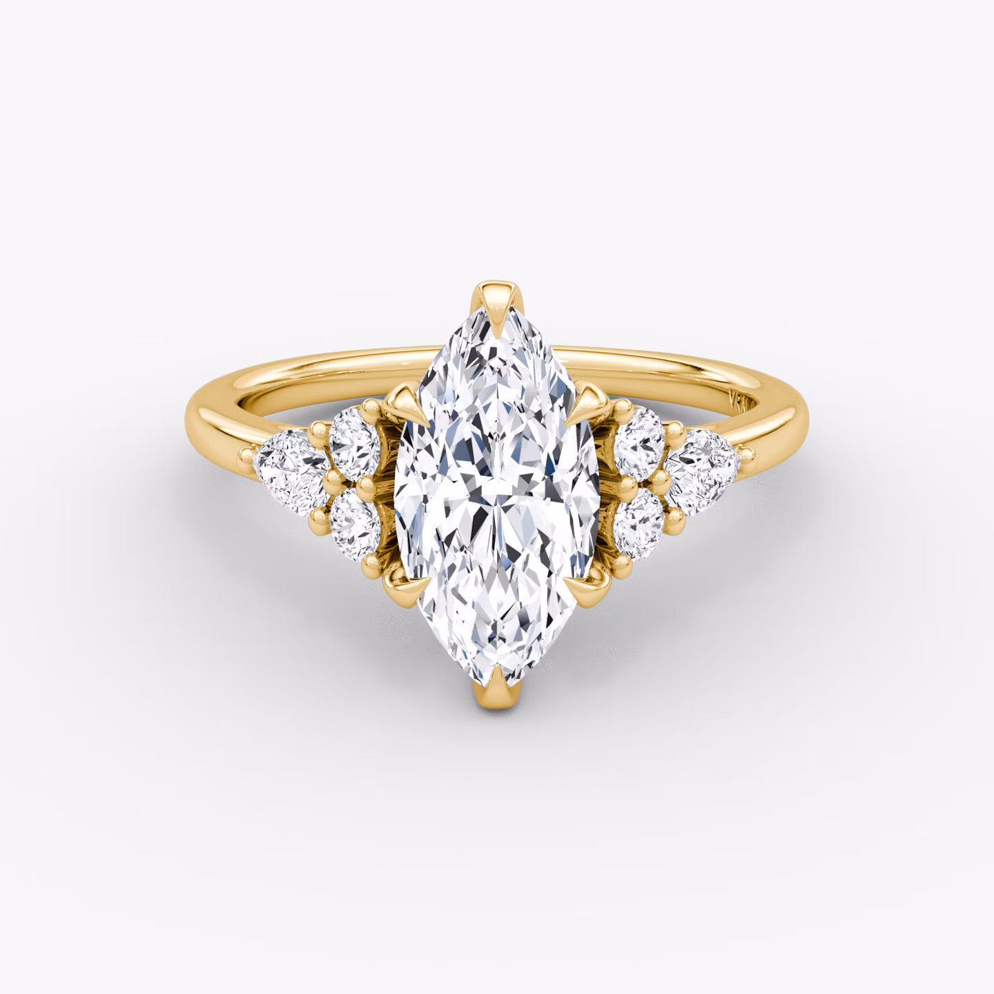 The Pear Cluster Heirloom | Marquise | 18k | Yellow Gold | bandAccent: Plain | diamondOrientation: vertical | caratWeight: other