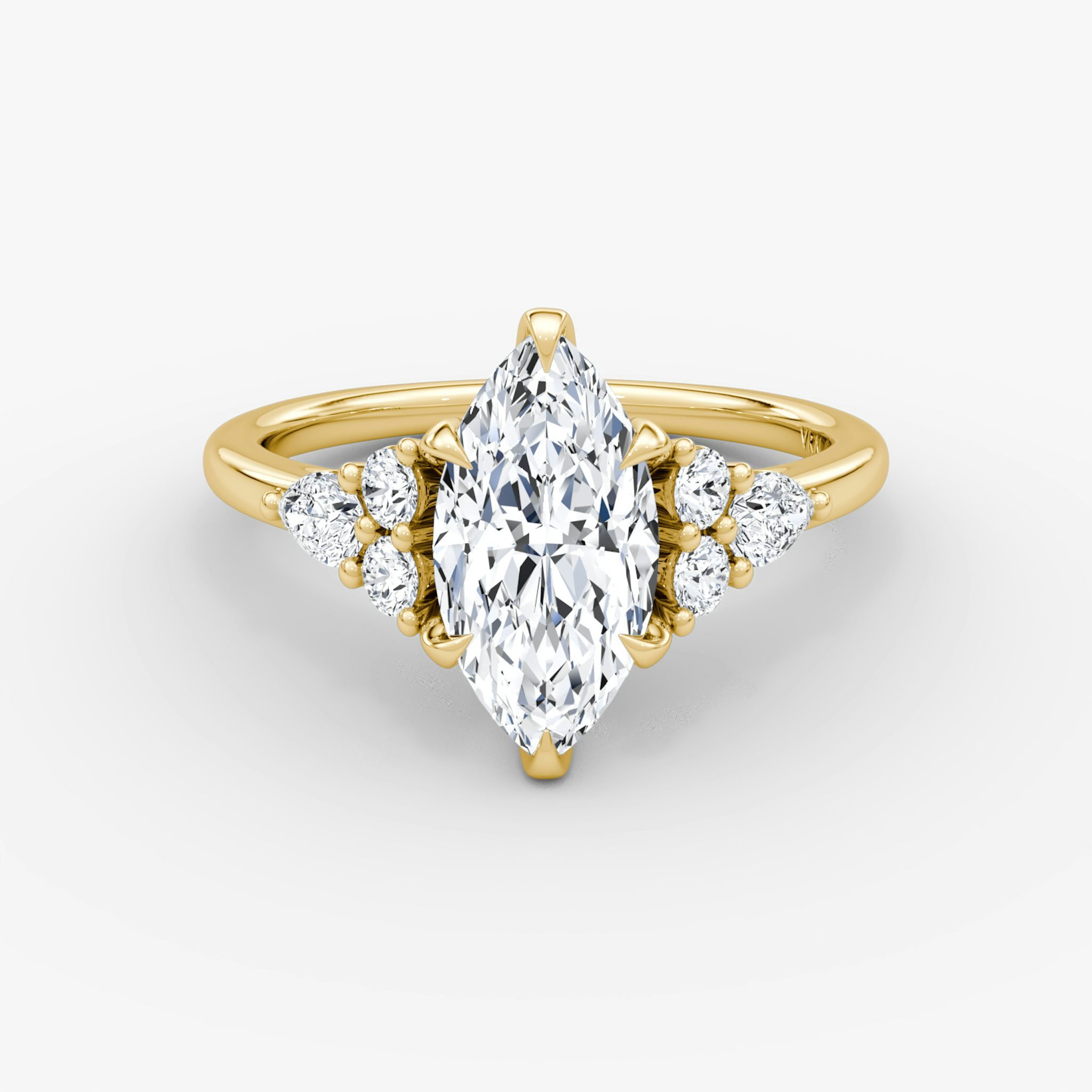 The Pear Cluster Heirloom | Marquise | 18k | Yellow Gold | bandAccent: Plain | diamondOrientation: vertical | caratWeight: other