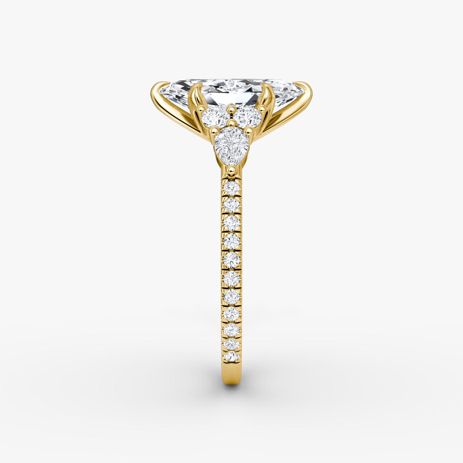 The Pear Cluster Heirloom | Marquise | 18k | Yellow Gold | bandAccent: Pavé | diamondOrientation: vertical | caratWeight: other