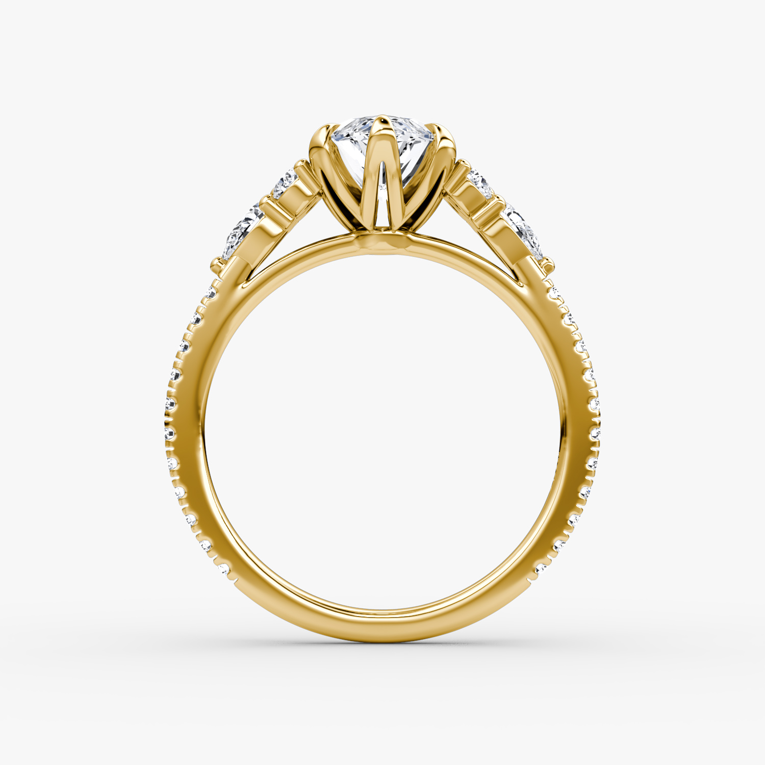 The Pear Cluster Heirloom | Marquise | 18k | Yellow Gold | bandAccent: Pavé | diamondOrientation: vertical | caratWeight: other