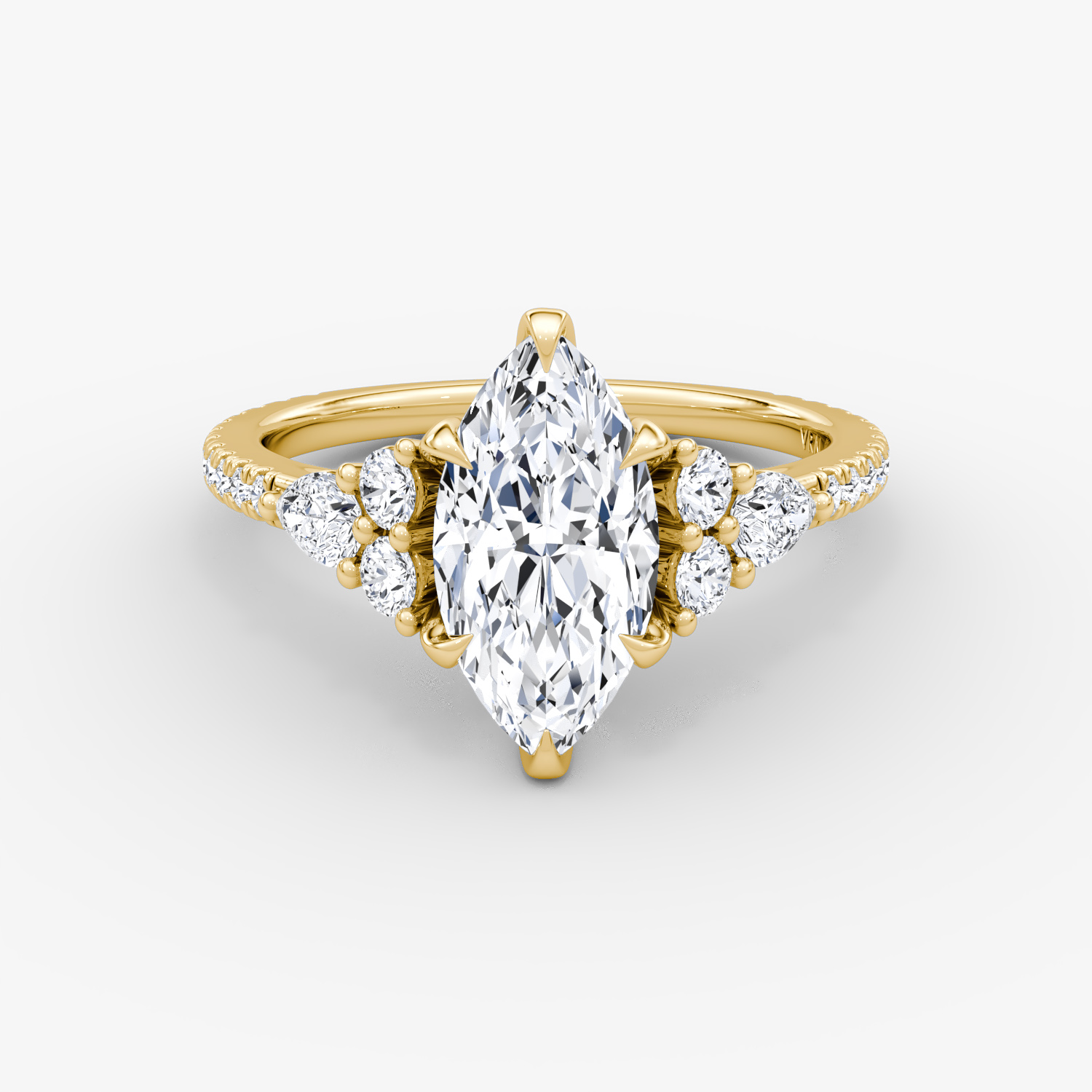 The Pear Cluster Heirloom | Marquise | 18k | Yellow Gold | bandAccent: Pavé | diamondOrientation: vertical | caratWeight: other