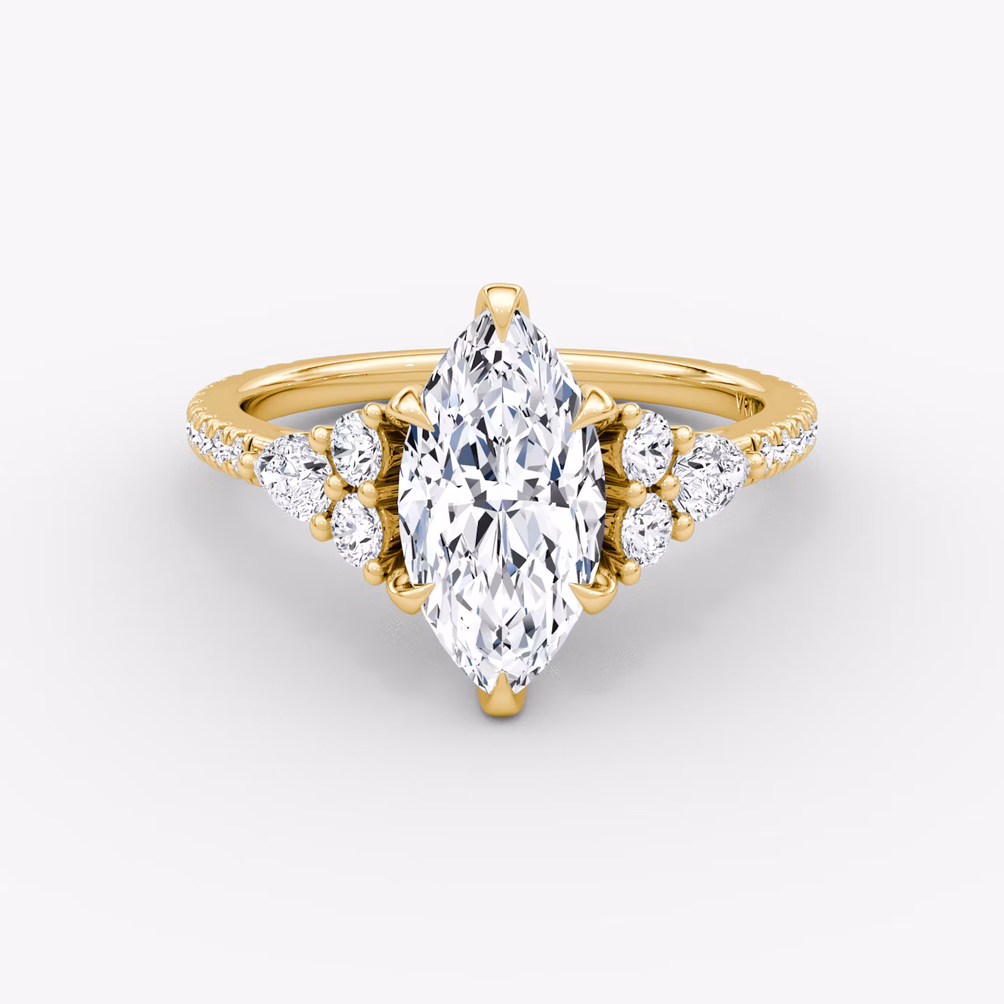 The Pear Cluster Heirloom | Marquise | 18k | Yellow Gold | bandAccent: Pavé | diamondOrientation: vertical | caratWeight: other