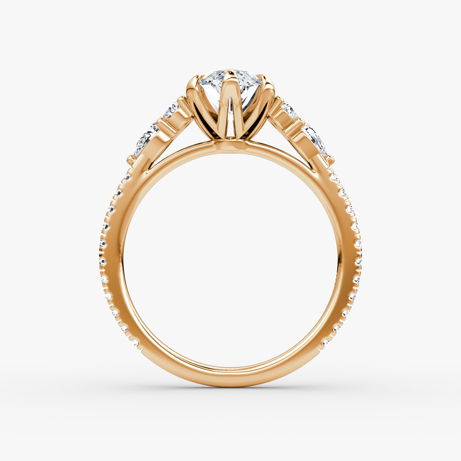 The Pear Cluster Heirloom | Marquise | 14k | Rose Gold | bandAccent: Pavé | diamondOrientation: vertical | caratWeight: other