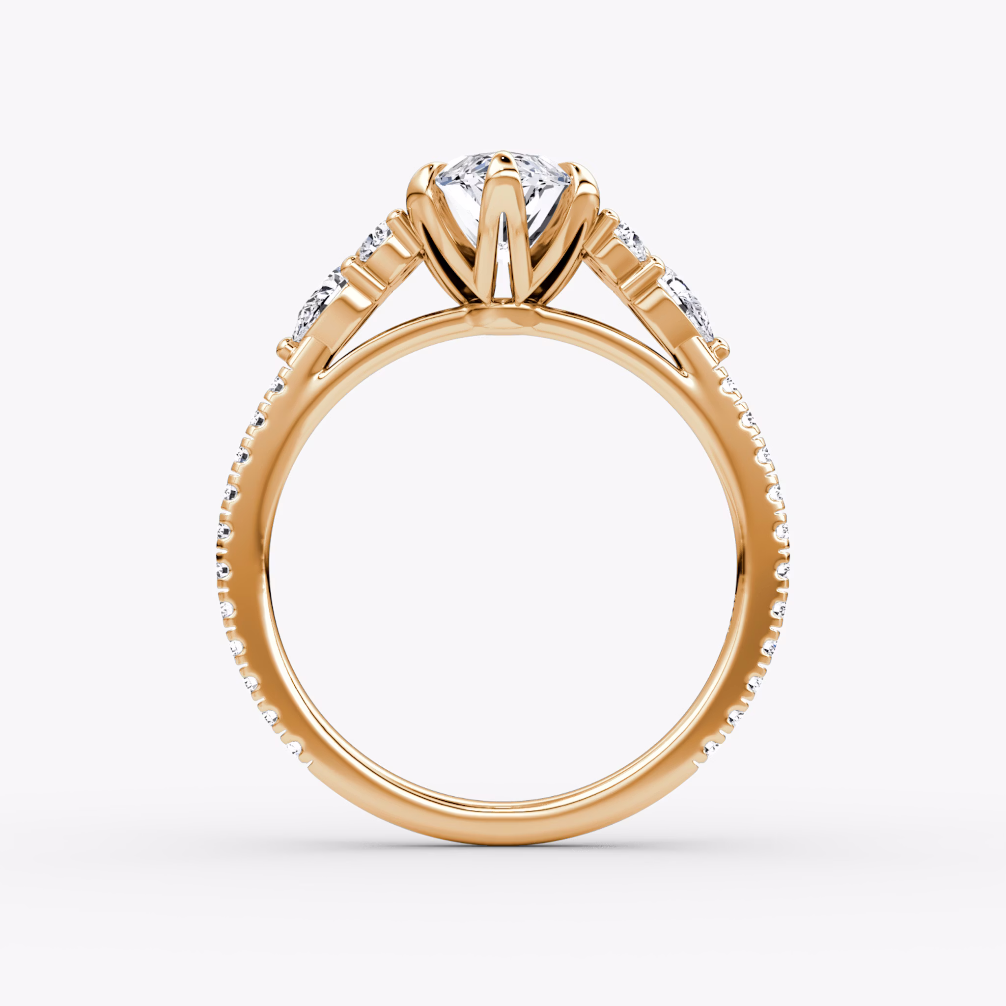 The Pear Cluster Heirloom | Marquise | 14k | Rose Gold | bandAccent: Pavé | diamondOrientation: vertical | caratWeight: other