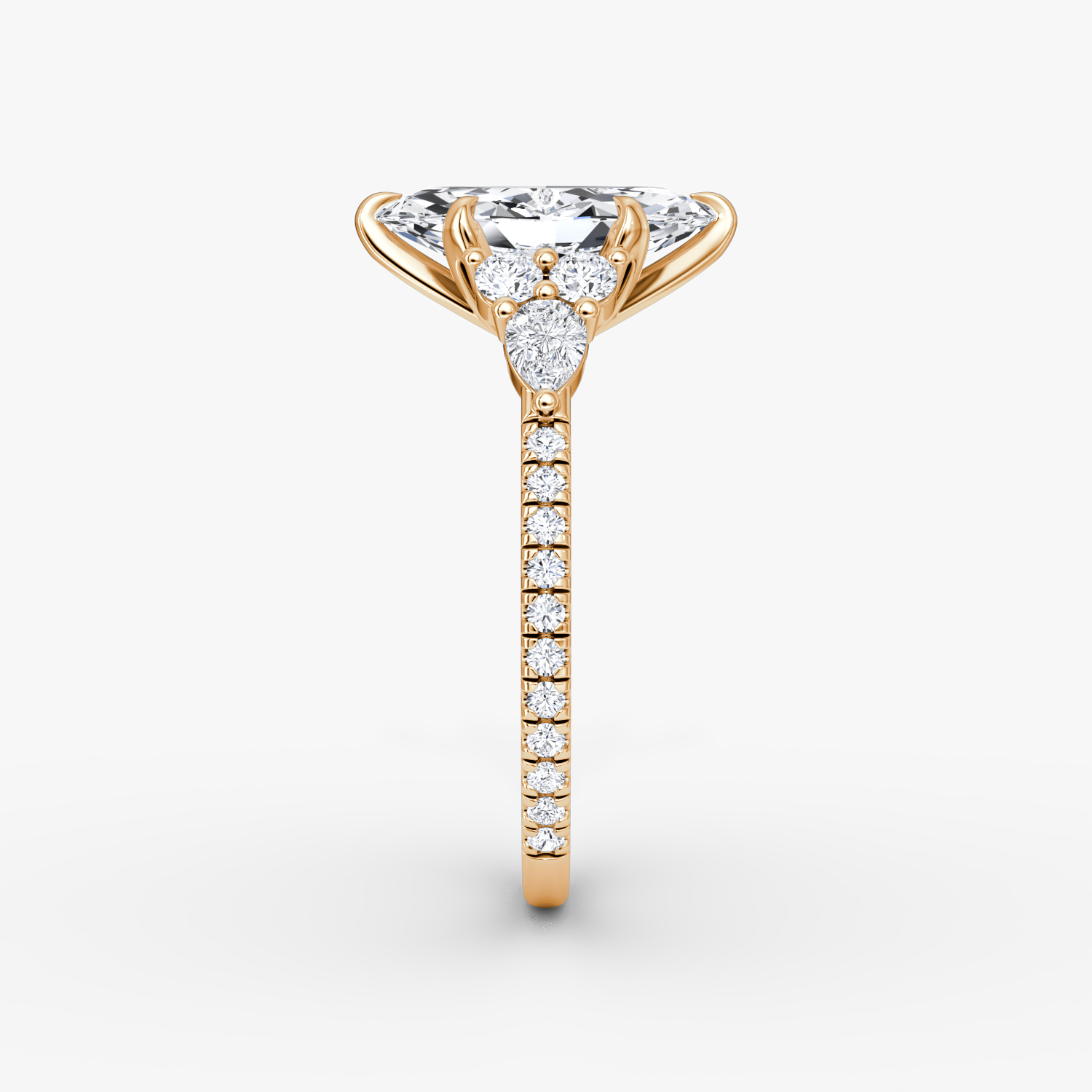 The Pear Cluster Heirloom | Marquise | 14k | Rose Gold | bandAccent: Pavé | diamondOrientation: vertical | caratWeight: other