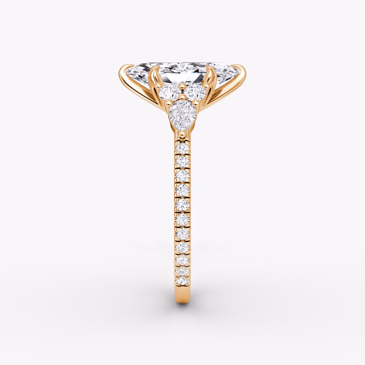 The Pear Cluster Heirloom | Marquise | 14k | Rose Gold | bandAccent: Pavé | diamondOrientation: vertical | caratWeight: other