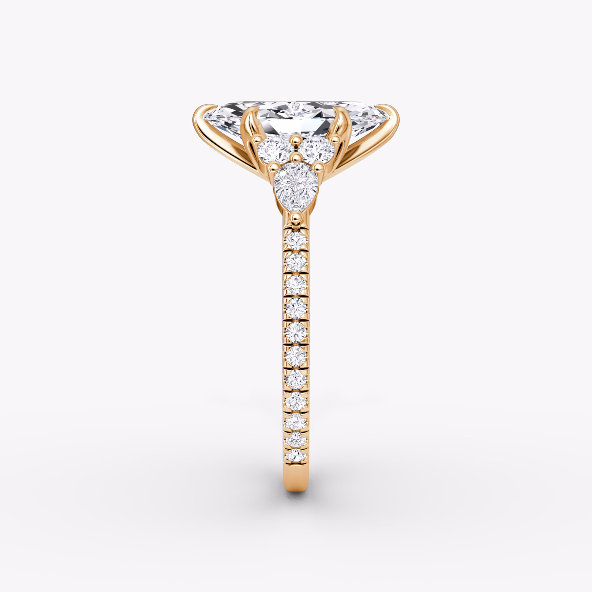 The Pear Cluster Heirloom | Marquise | 14k | Rose Gold | bandAccent: Pavé | diamondOrientation: vertical | caratWeight: other