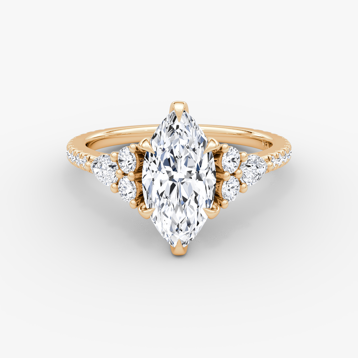 The Pear Cluster Heirloom | Marquise | 14k | Rose Gold | bandAccent: Pavé | diamondOrientation: vertical | caratWeight: other