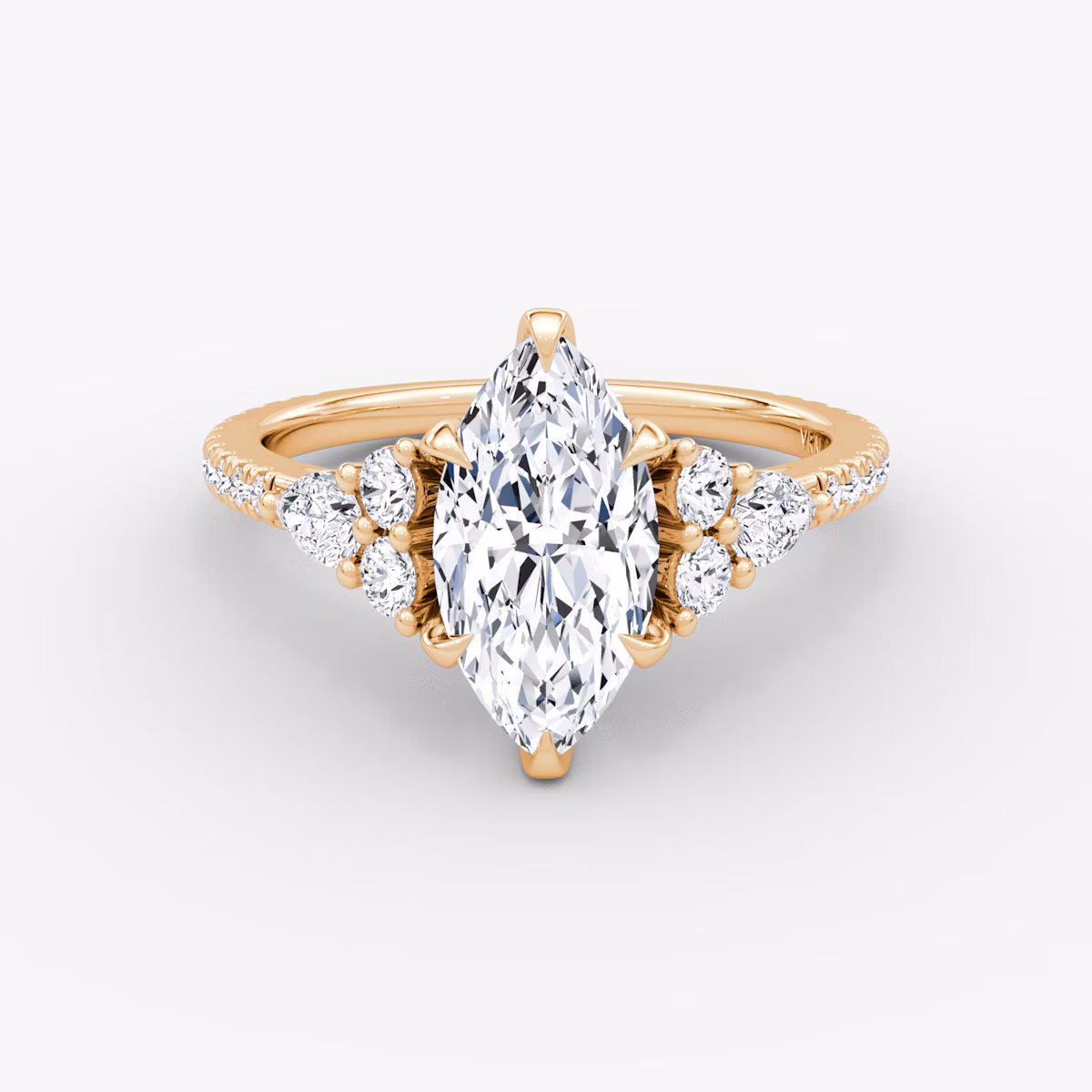 The Pear Cluster Heirloom | Marquise | 14k | Rose Gold | bandAccent: Pavé | diamondOrientation: vertical | caratWeight: other