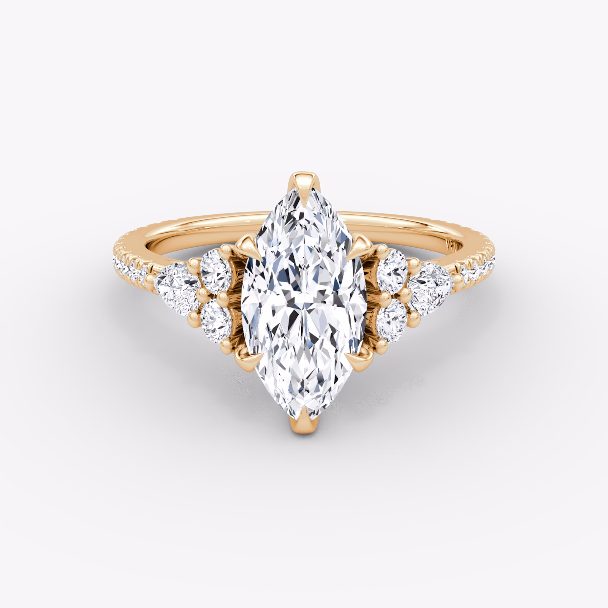 The Pear Cluster Heirloom | Marquise | 14k | Rose Gold | bandAccent: Pavé | diamondOrientation: vertical | caratWeight: other