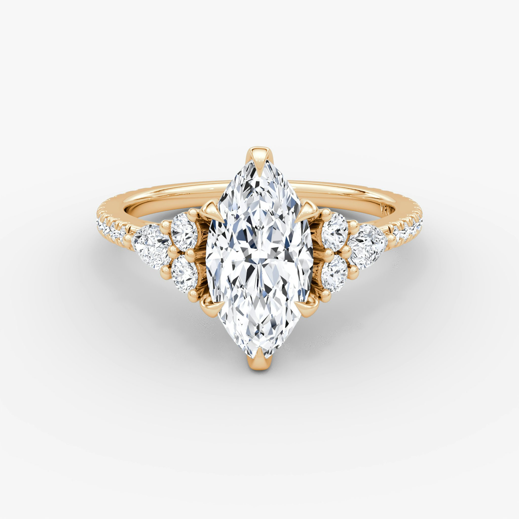 The Pear Cluster Heirloom | Marquise | 14k | Rose Gold | bandAccent: Pavé | diamondOrientation: vertical | caratWeight: other