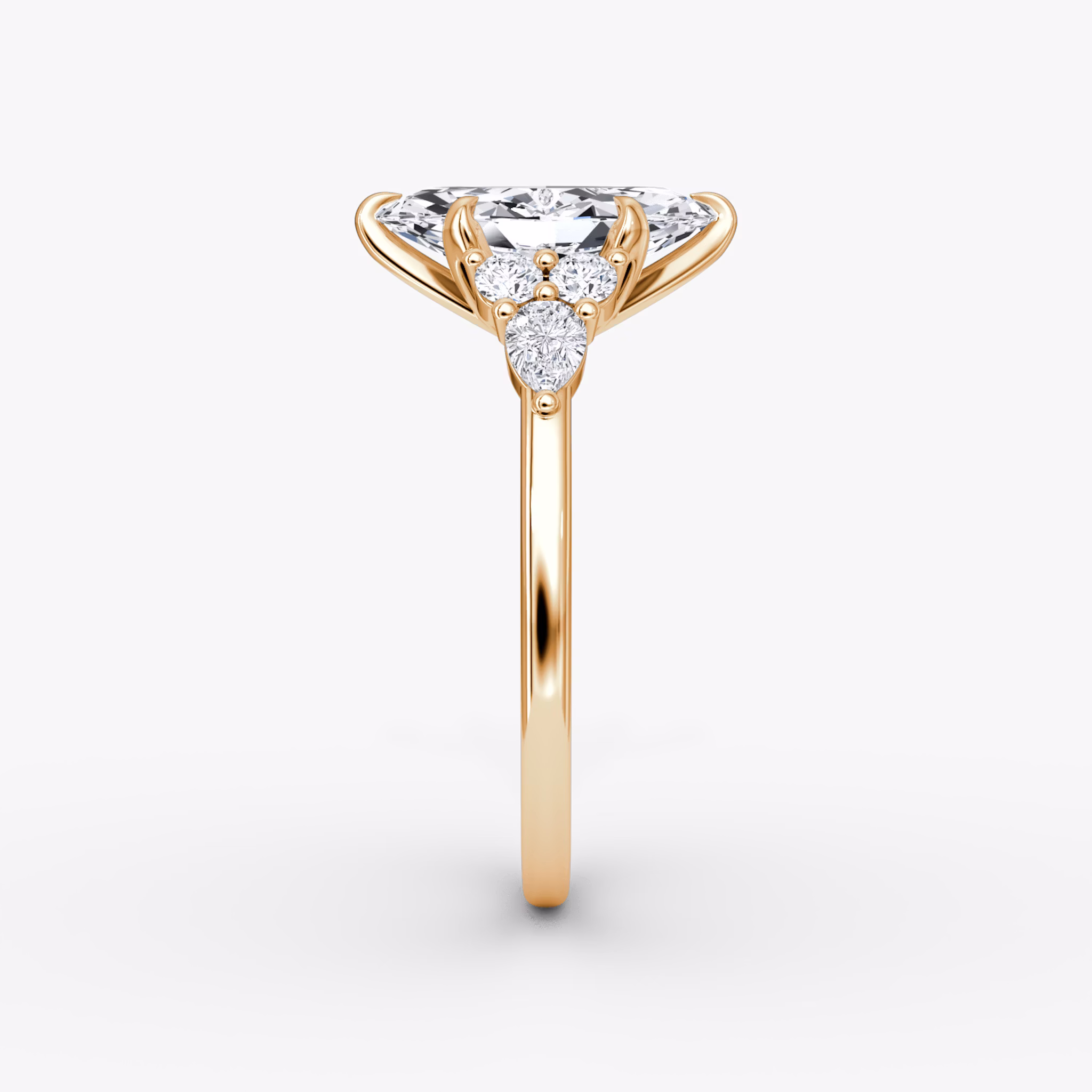The Pear Cluster Heirloom | Marquise | 14k | Rose Gold | bandAccent: Plain | diamondOrientation: vertical | caratWeight: other