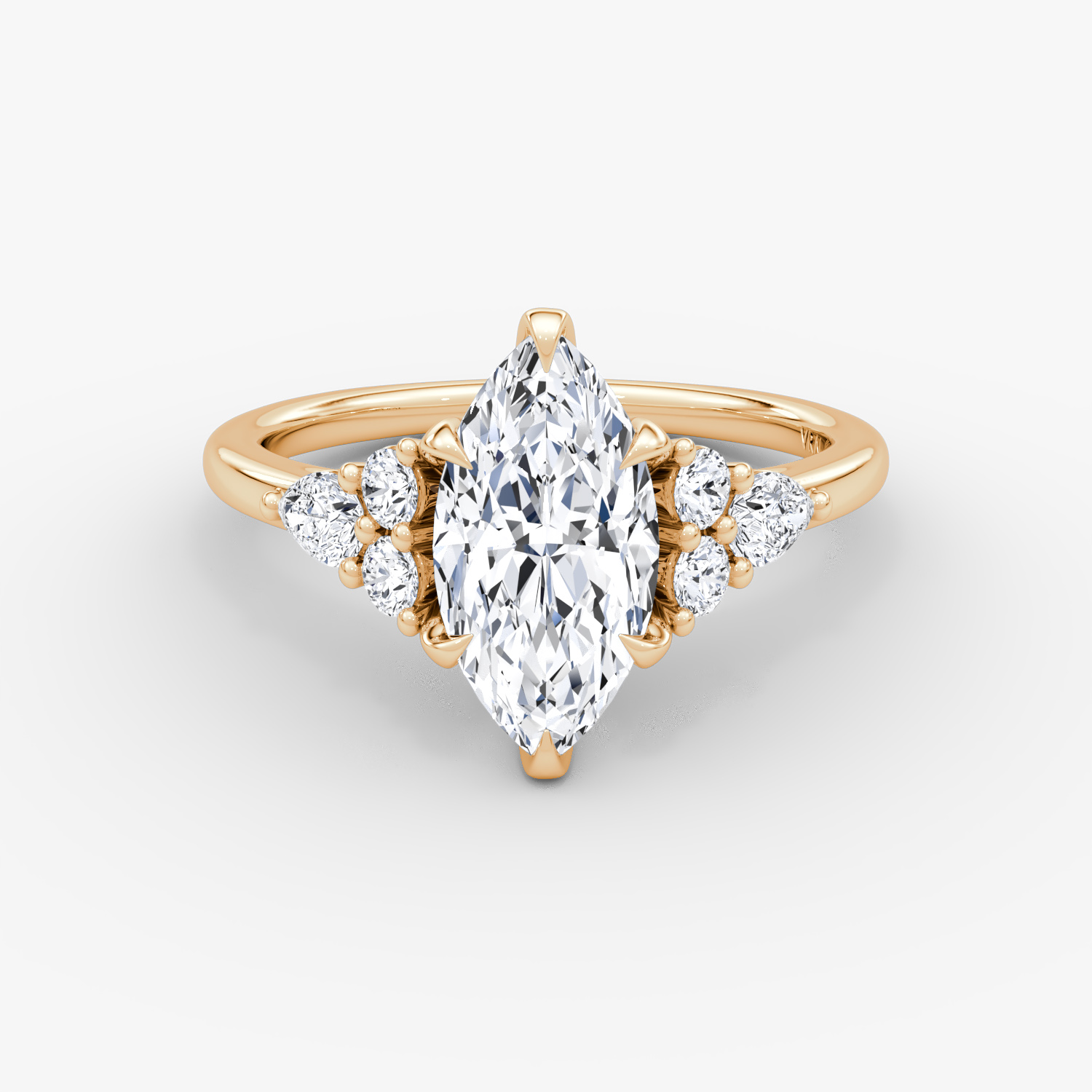 Anillo de compromiso Pear Cluster Heirloom Marquise | Rose Gold