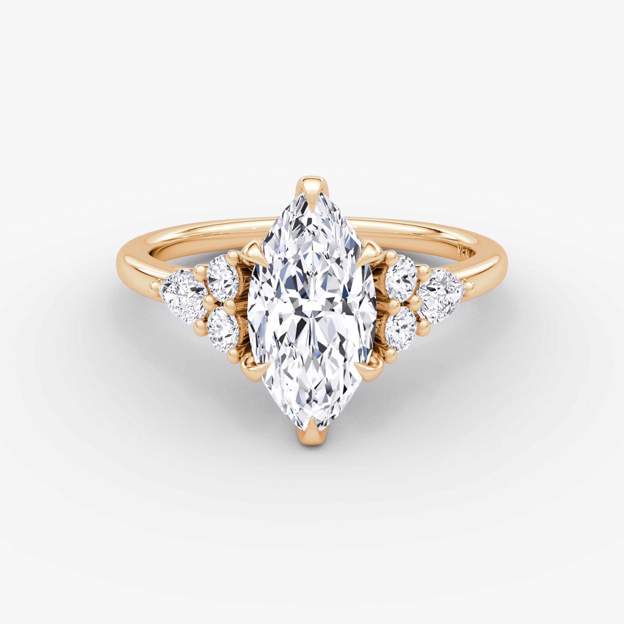The Pear Cluster Heirloom | Marquise | 14k | Rose Gold | bandAccent: Plain | diamondOrientation: vertical | caratWeight: other