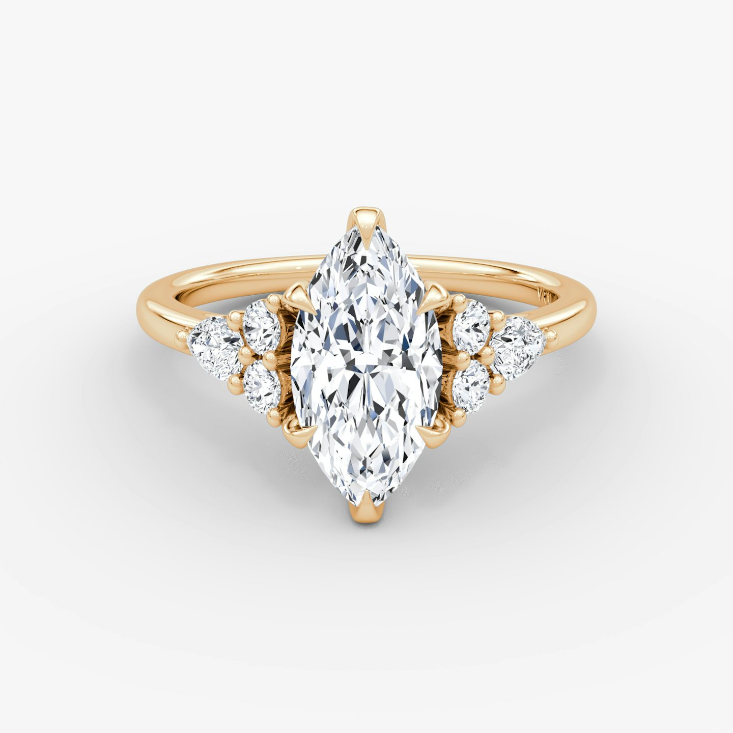 The Pear Cluster Heirloom | Marquise | 14k | Rose Gold | bandAccent: Plain | diamondOrientation: vertical | caratWeight: other