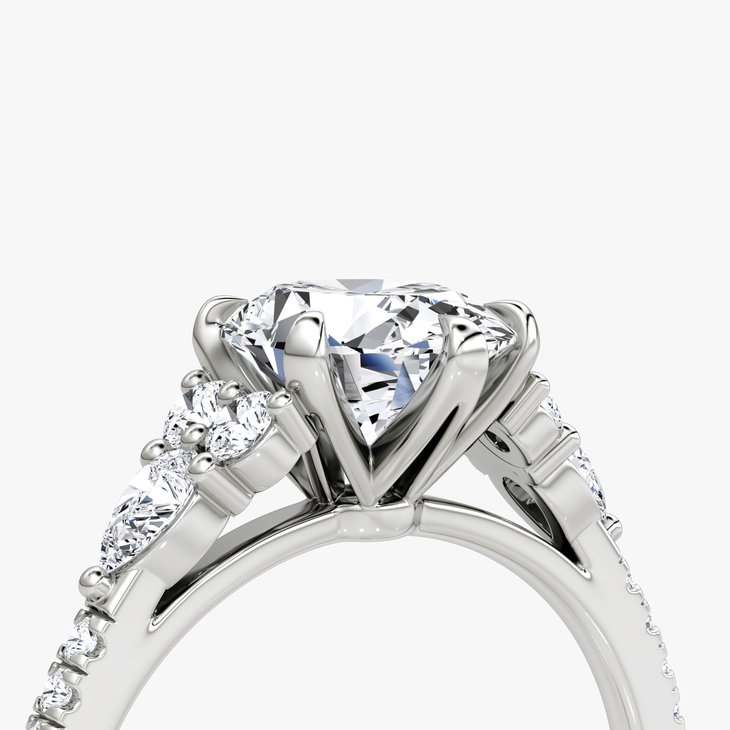 The Pear Cluster Heirloom | Oval | Platinum | bandAccent: Pavé | diamondOrientation: vertical | caratWeight: other