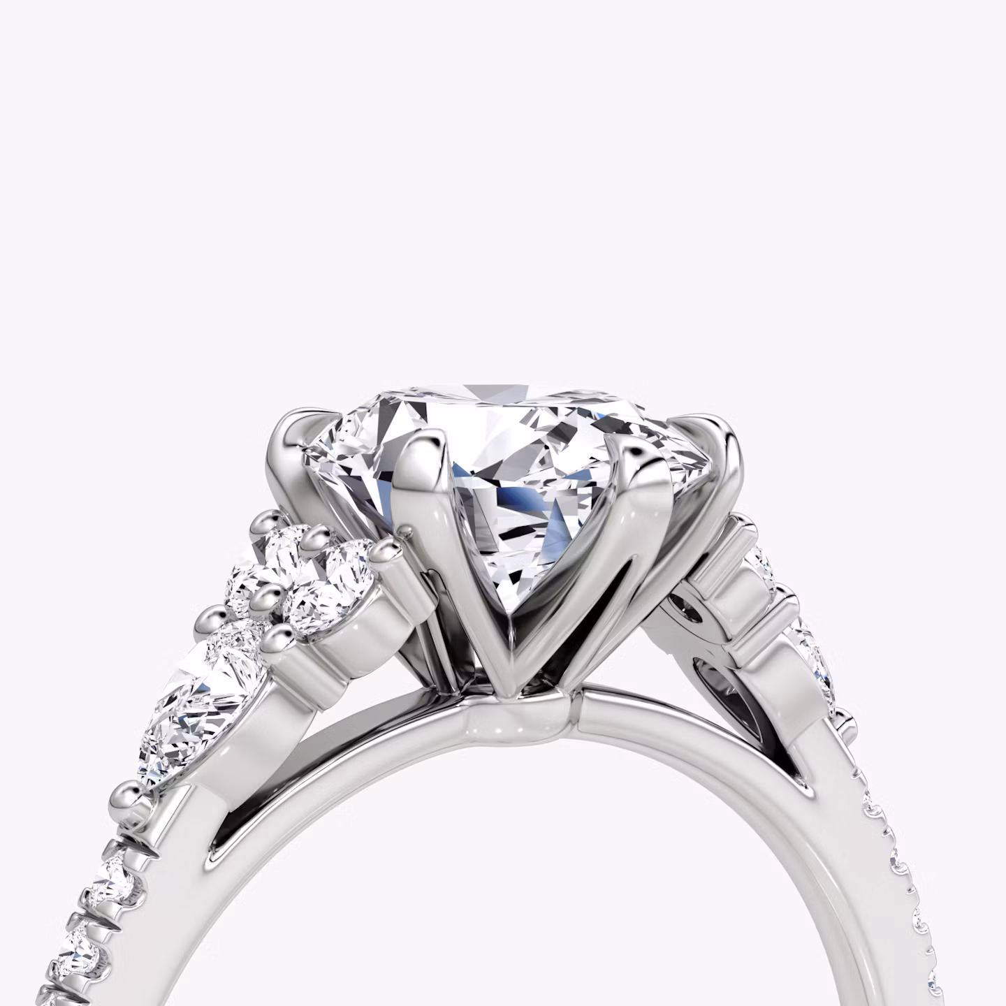 The Pear Cluster Heirloom | Oval | Platinum | bandAccent: Pavé | diamondOrientation: vertical | caratWeight: other