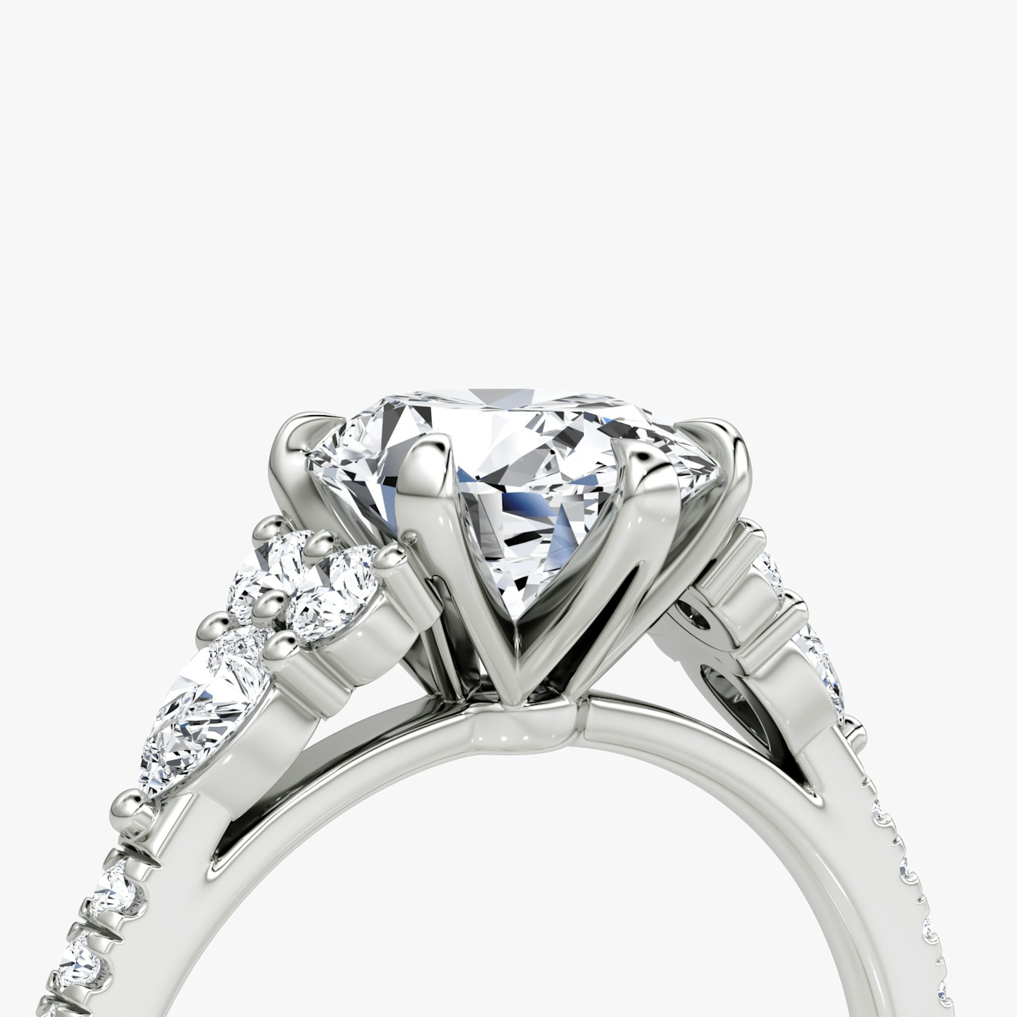 The Pear Cluster Heirloom | Oval | Platinum | bandAccent: Pavé | diamondOrientation: vertical | caratWeight: other