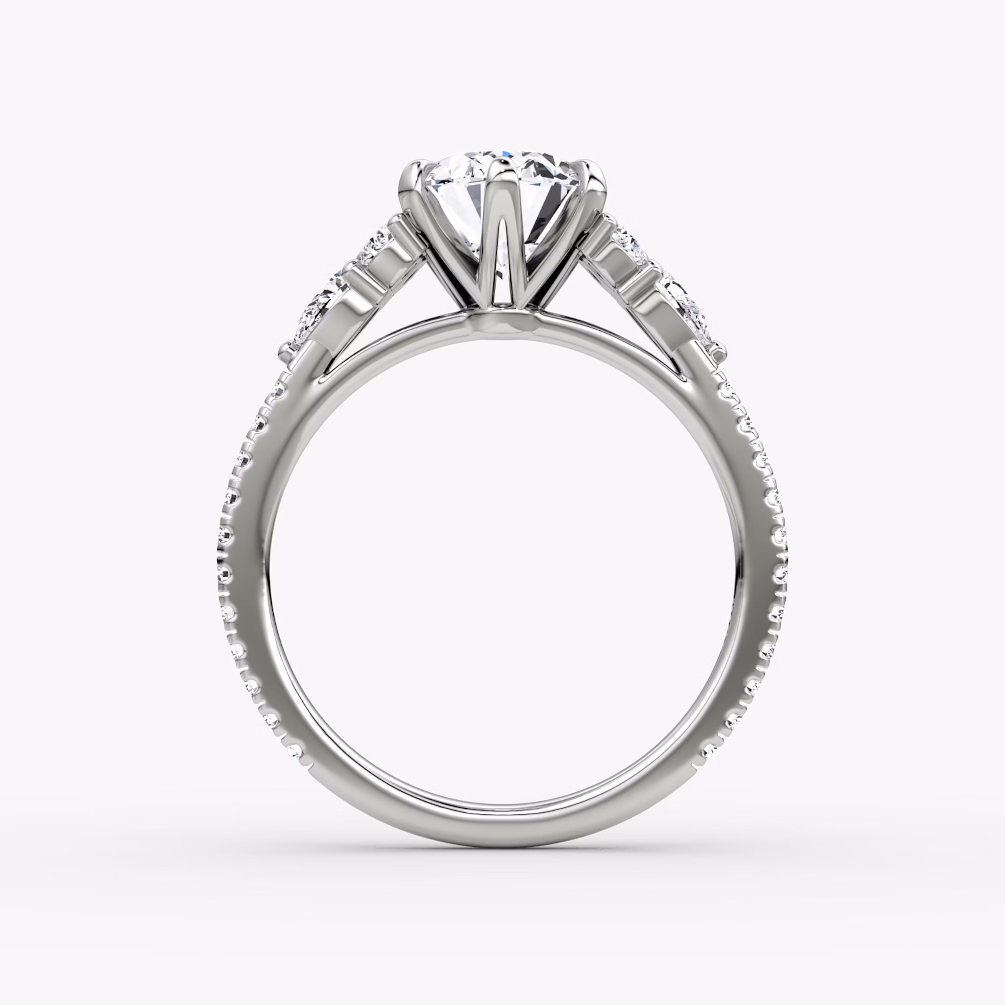 The Pear Cluster Heirloom | Oval | Platinum | bandAccent: Pavé | diamondOrientation: vertical | caratWeight: other