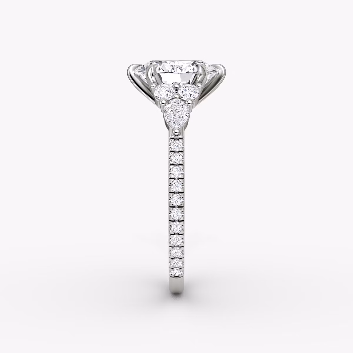 The Pear Cluster Heirloom | Oval | Platinum | bandAccent: Pavé | diamondOrientation: vertical | caratWeight: other