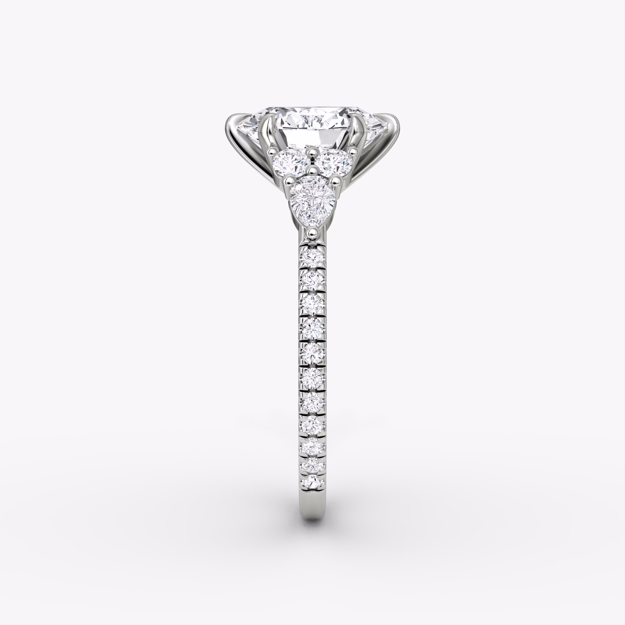 The Pear Cluster Heirloom | Oval | Platinum | bandAccent: Pavé | diamondOrientation: vertical | caratWeight: other