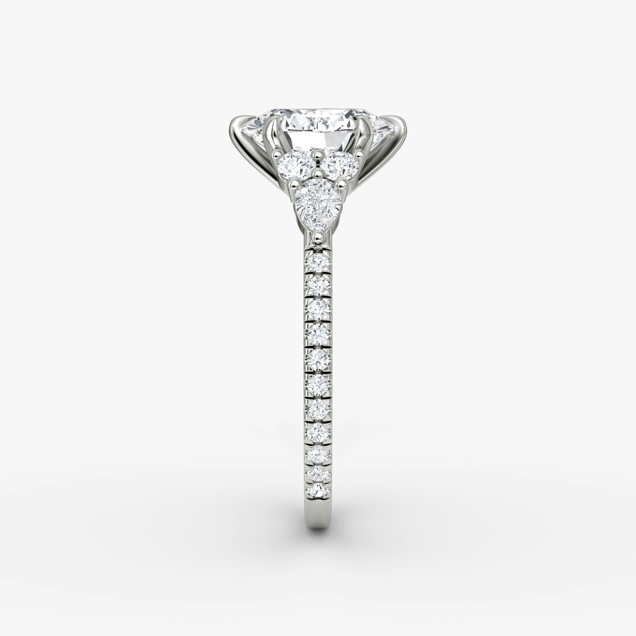 The Pear Cluster Heirloom | Oval | Platinum | bandAccent: Pavé | diamondOrientation: vertical | caratWeight: other