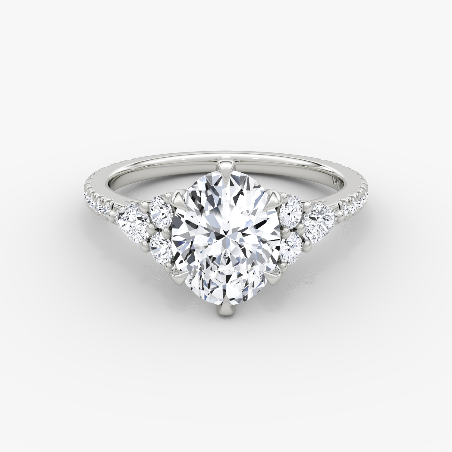 The Pear Cluster Heirloom | Oval | Platinum | bandAccent: Pavé | diamondOrientation: vertical | caratWeight: other