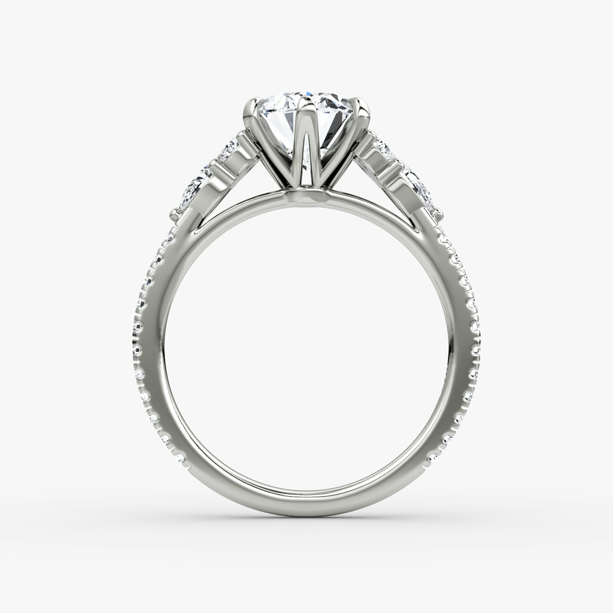 The Pear Cluster Heirloom | Oval | 18k | White Gold | bandAccent: Pavé | diamondOrientation: vertical | caratWeight: other